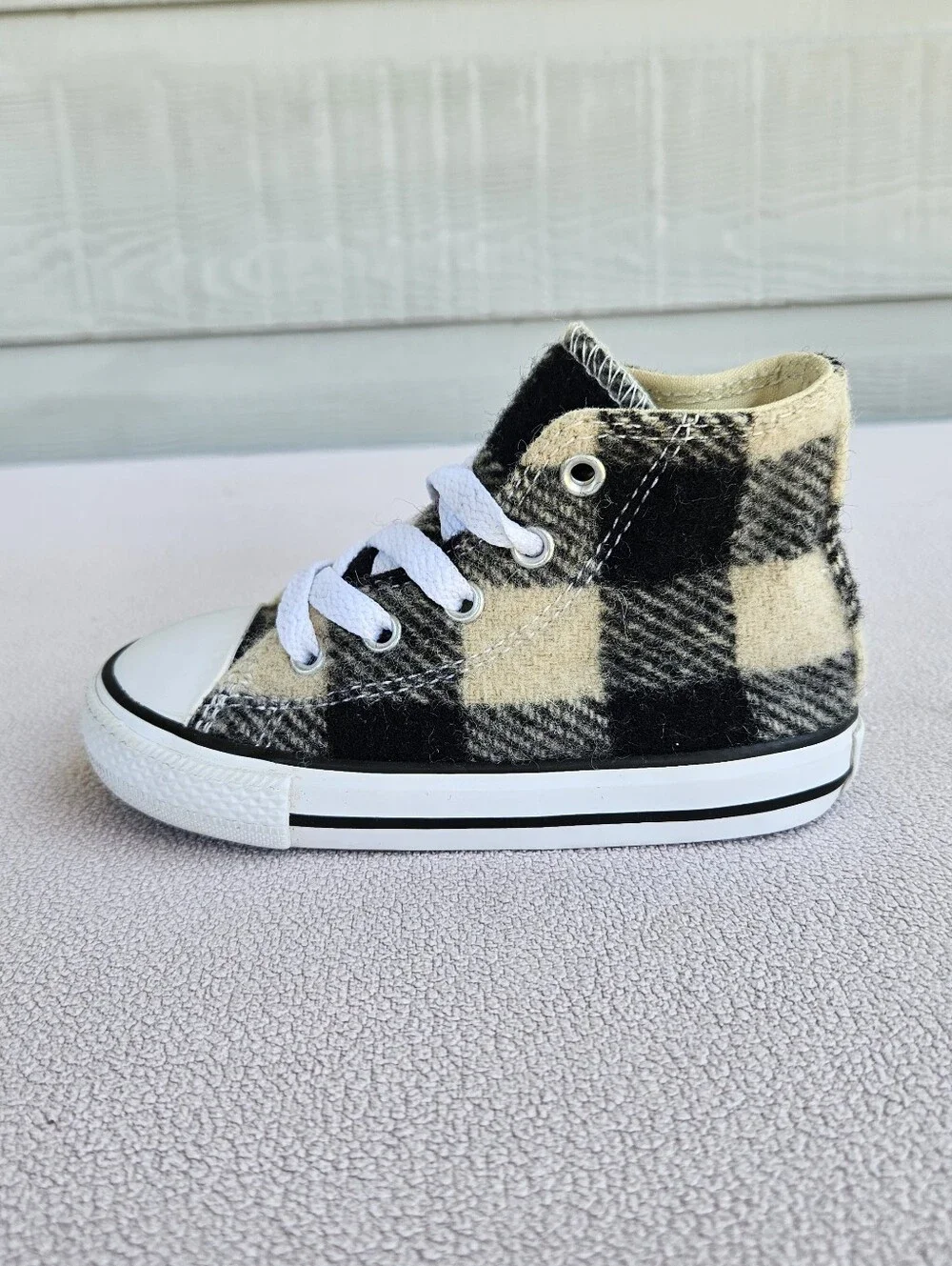 Converse x Woolrich CTAS High TD White Black Sneaker Toddler SZ 7 Plaid Wool